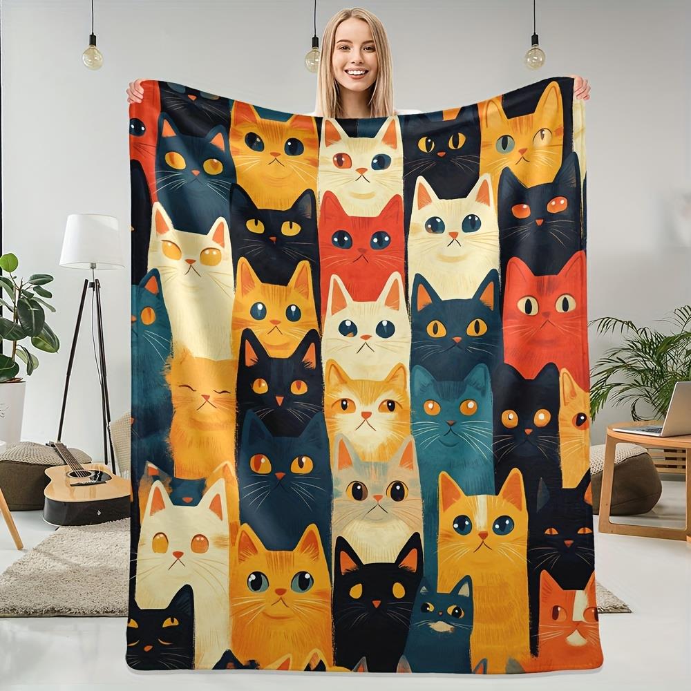 Home Textiles Face Towel - Modern cat face patterns Flannel printed