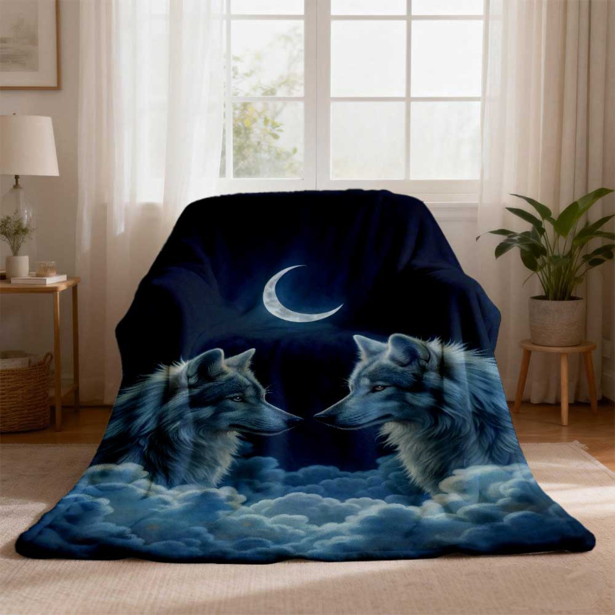 Crescent Moon Twin Wolves Flan - đánh giá và giá Home Textiles Face Towel