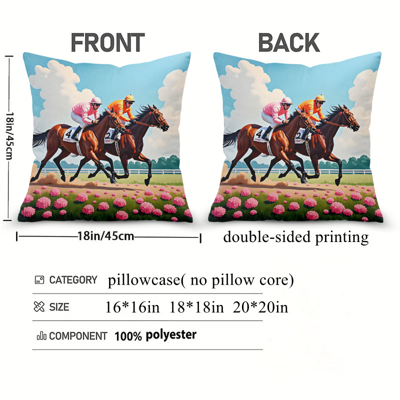 1pc Horse Racing Pillow Cover  - đánh giá và giá Pillow Insert 18X18