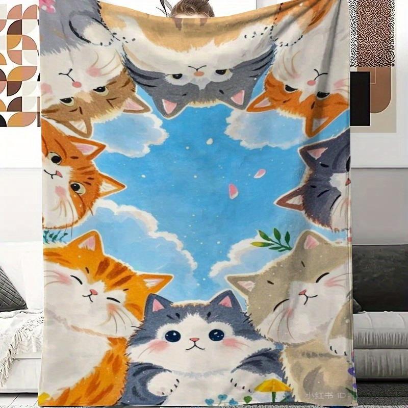 Cute cat face pattern Flannel  - đánh giá và giá Home Textiles Face Towel