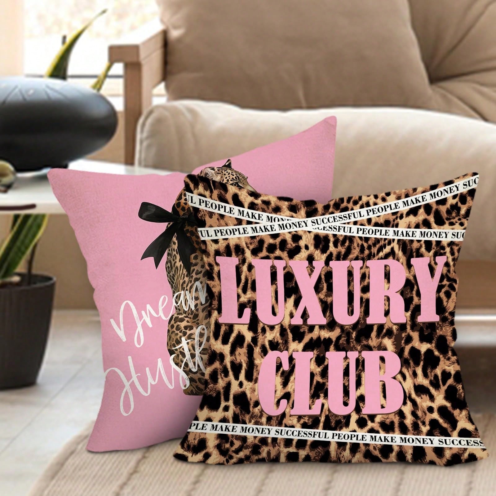 2pcs Leopard Print Pink Decora - đánh giá và giá Pillow Insert 18X18
