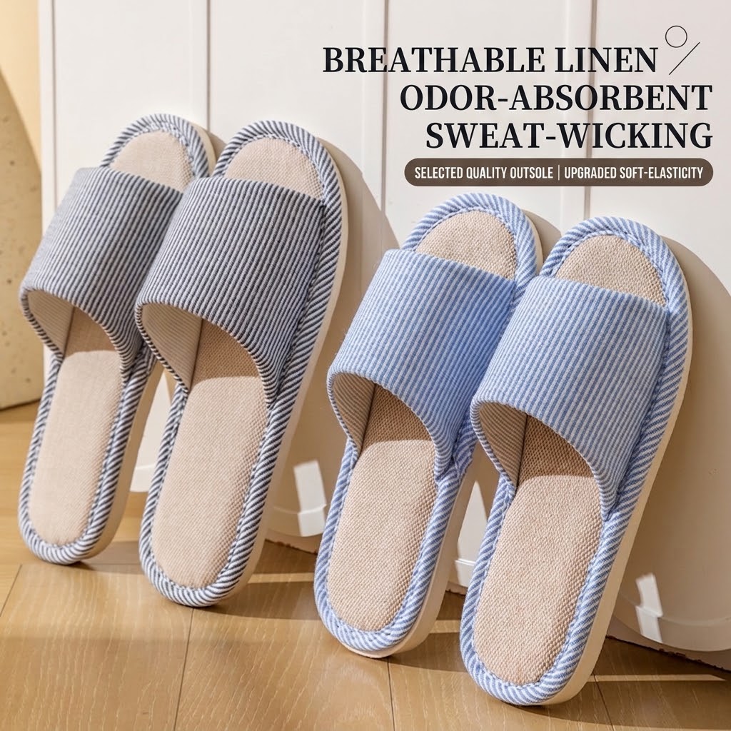 Breathable Flax Linen Slippers - đánh giá và giá Home Textile